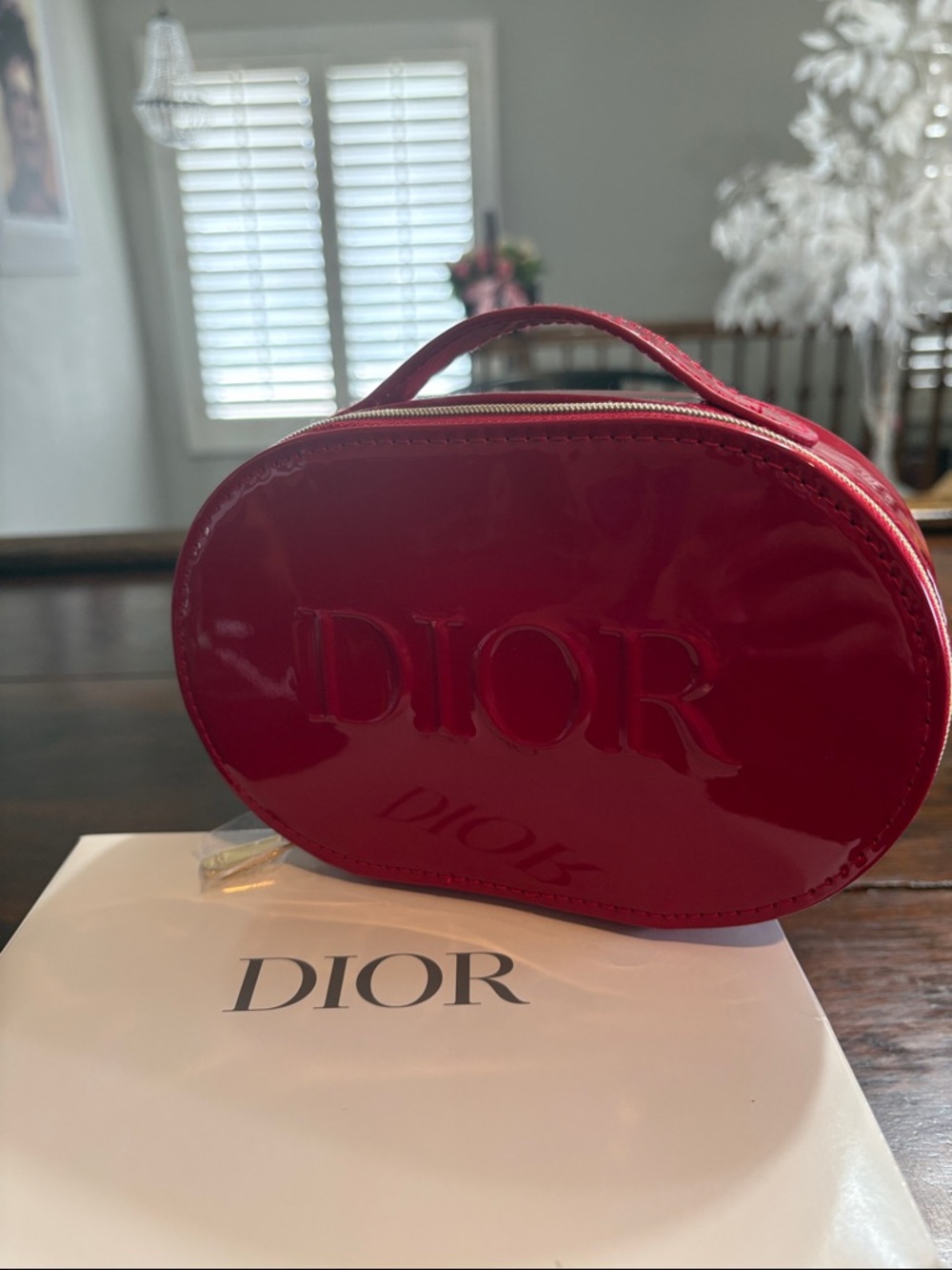 DIOR LE Beautè Red Patent Top-Handle Vanity Case